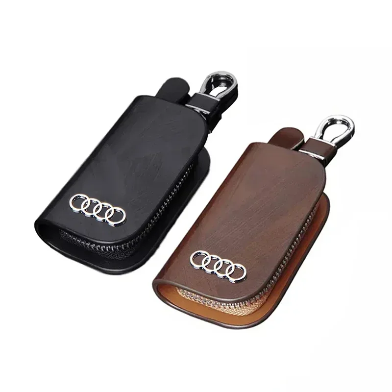 Leather Car Logo Key Case Cover and Key Chain Protective Bag