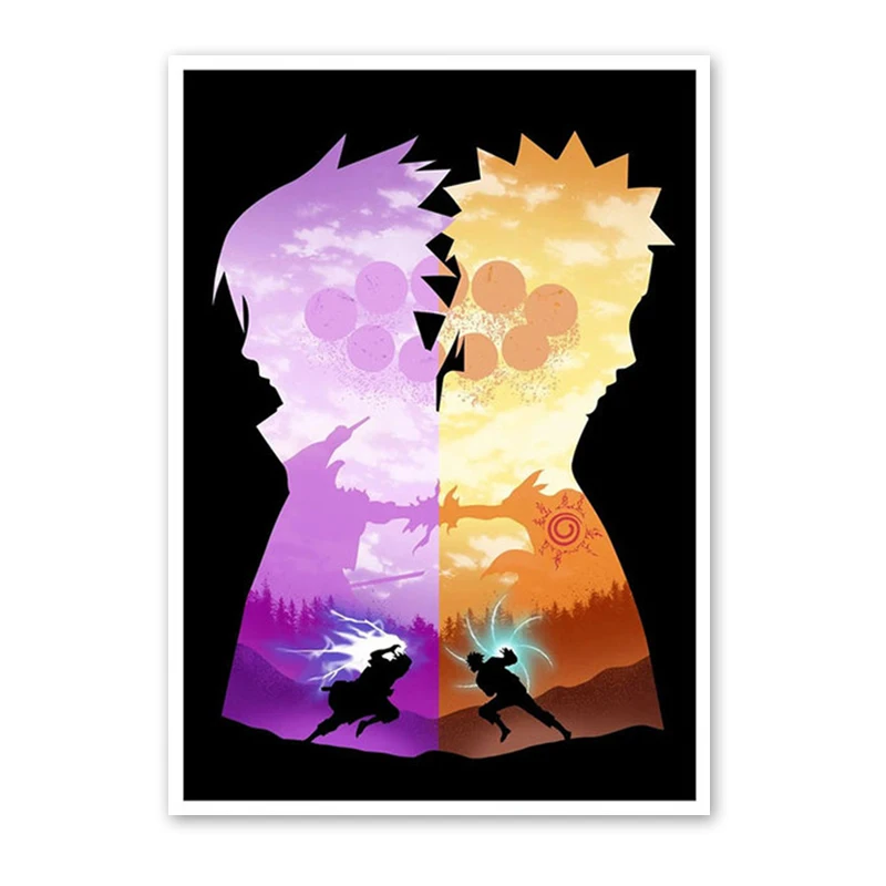 Anime-Inspired Naruto Art Canvas: Uzumaki & Kakashi Wall Mural Decor Gift