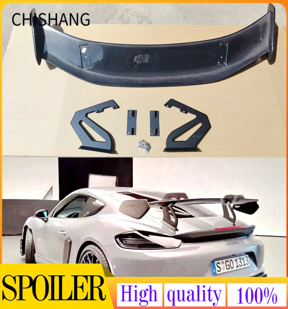 

Carbon Fiber Rear Spoiler Tail Wings For Porsche Cayman 718 Boxster GT4 RS Style Car External Decoration Rear Trunk Wing