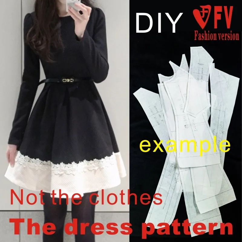Dresses Sewing Pattern Template Cutting drawing Clothing DIY ((Not selling clothes)) BLQ-189
