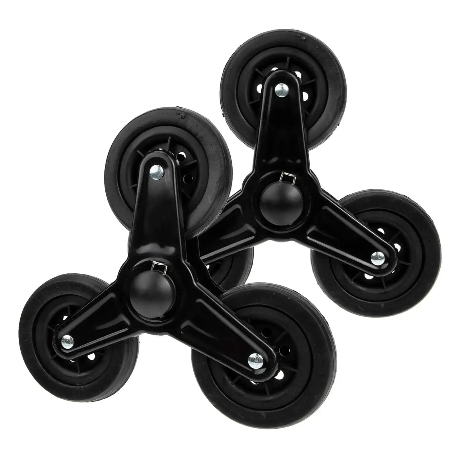 2Pcs Folding Grocery Cart Rubber Tri Wheels Spare Parts for Laundry Cart Easily Install Lightweight Utility Cart Stair Wheels
