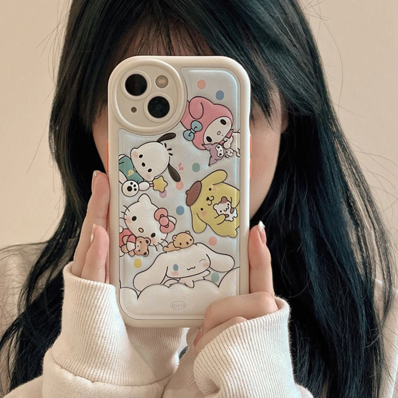 Sanrio Hello Kitty Cinnamoroll Kuromi Luxury Leather Phone Case for