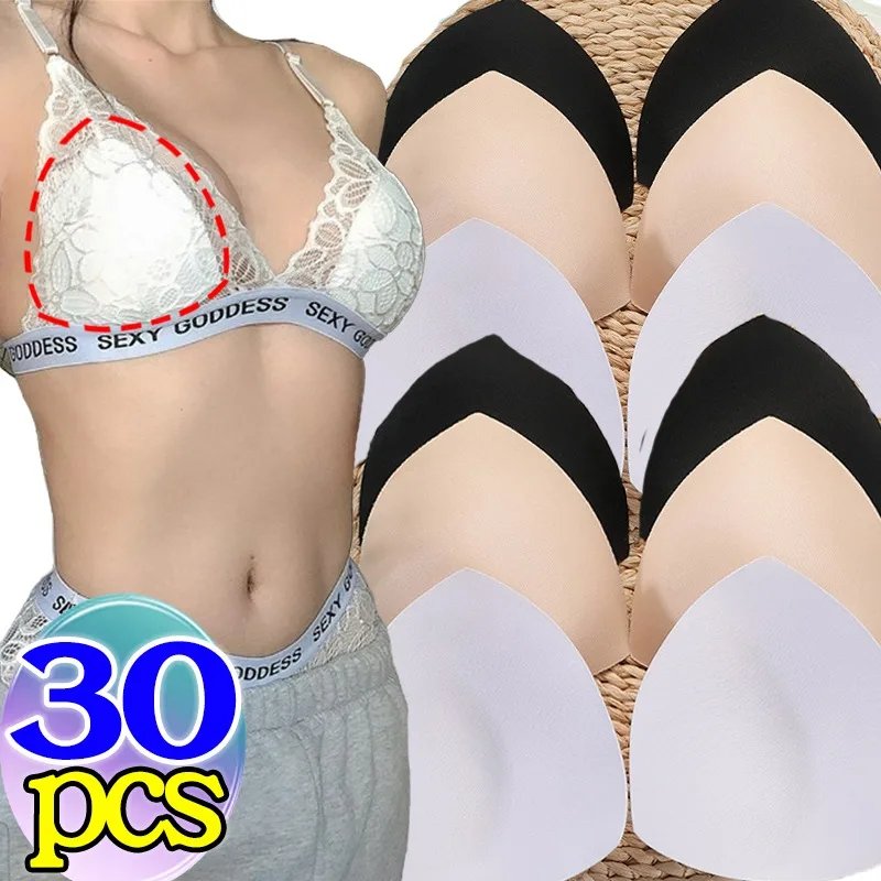 Removable Triangle Sponge Bra Pads for Women Invisible Insert Swimsuit Bikini Breast Enhancers Chest Cup Pad Accessories 2/30Pcs