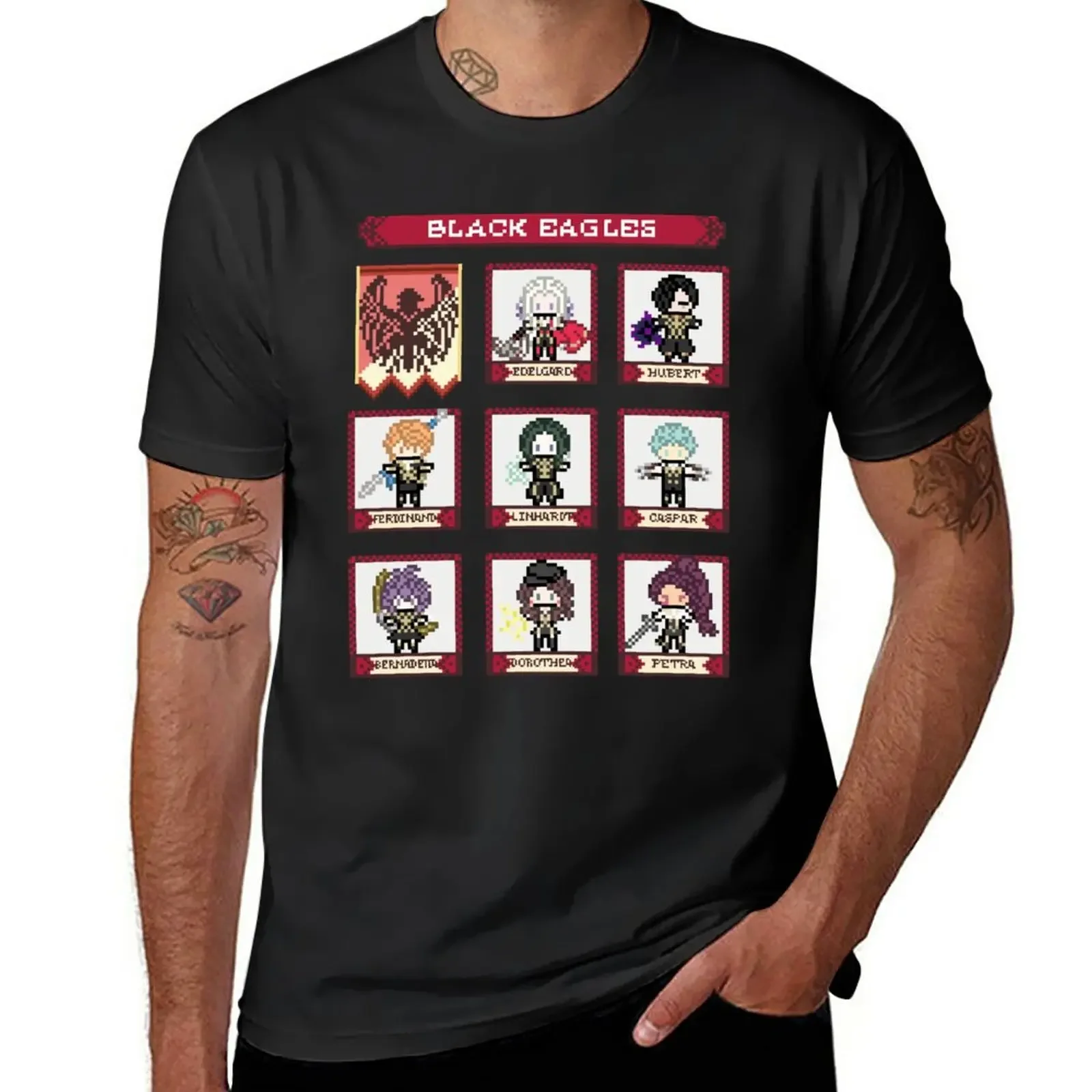 

Fire Emblem Three Houses Black Eagles House Pixel Parody T-Shirt aesthetic clothes heavyweights men t shirt