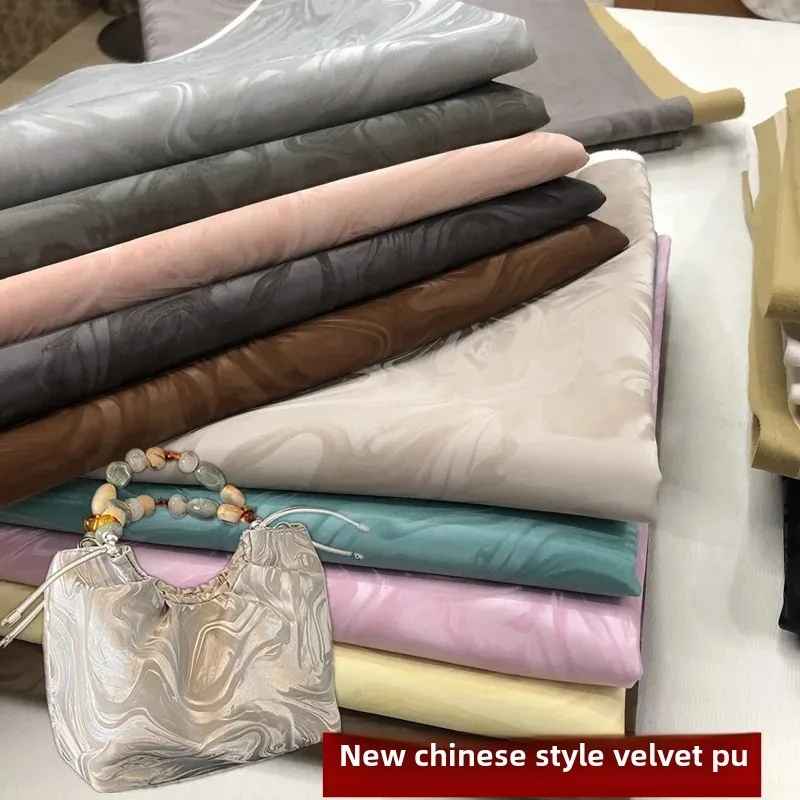 New Chinese Style PU Leather Soft Surface Fabric Silk Comfortable Soft Bag Pillow Shoe PU Leather Artificial Skin For Clothing