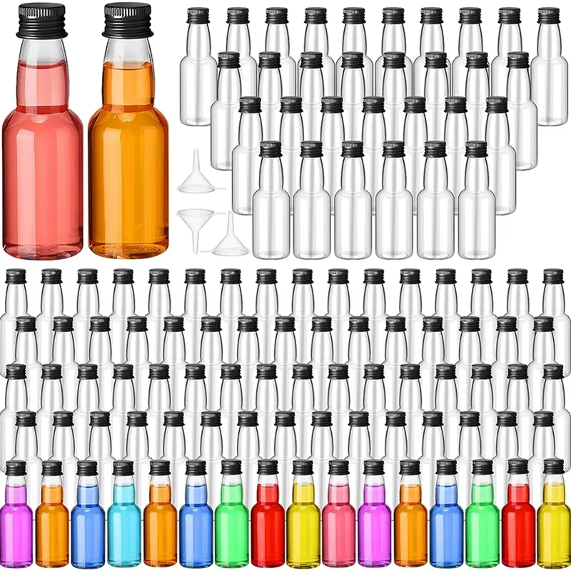50Pcs 50/100ml Mini Liquor Bottles Plastic Spirit Bottle 1.7 OZ Mini Empty Plastic Alcohol Shot Bottles Funnels Airtight Shot plastic spirit bottles