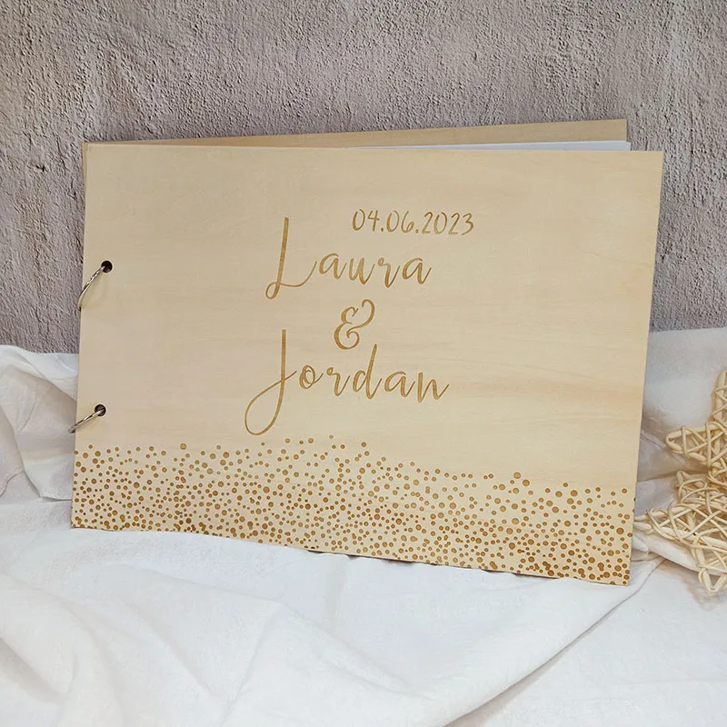 Personalized Wedding Guestbook Name and Date Guest Signatures Book Vintage Rustic Wedding Decoration Favors