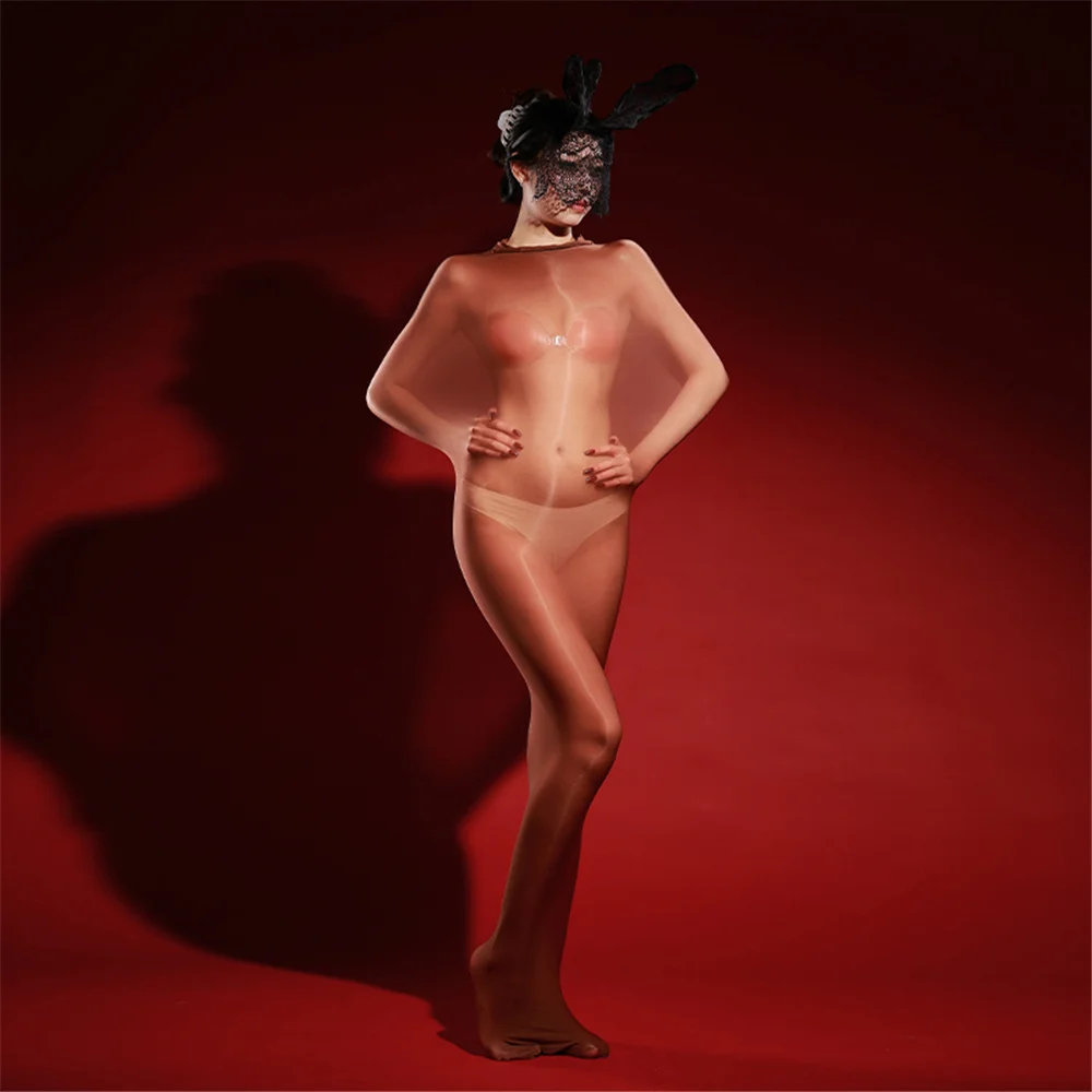 Unisex Sexy Oil Shiny Bodysuit Sheer See Through Body Pantyhose Tights Cocoons Body Stocking Elastic Maid Leotard Bodycon 1