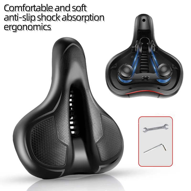 Unisex Bicycle Saddle Shockproof Comfortable Cushion Big Butt Cushion Hollow Screen Ventilated Seat for Cycling MTB Road Bike