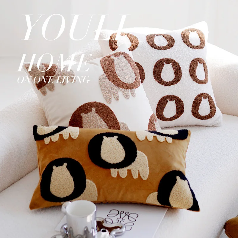 

30X50/45x45CM Cute Lion Throw Pillow Cover Nordic Minimalist Stamping Waist Cushion Cover Decor Home Decorative Pillowcase