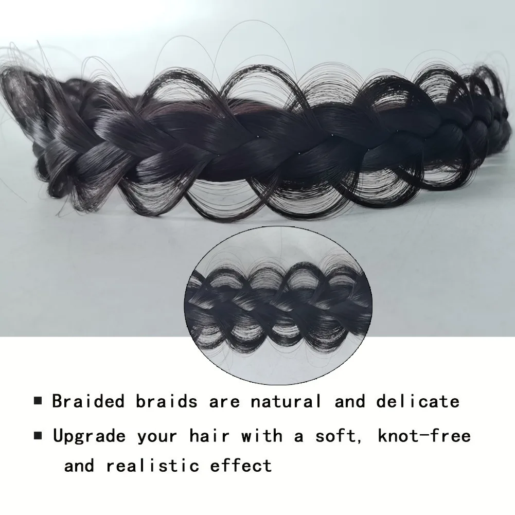Synthetic hair band fishbone twist braids wigs adjustable rubber bands women's head hair accessories high temperature silk