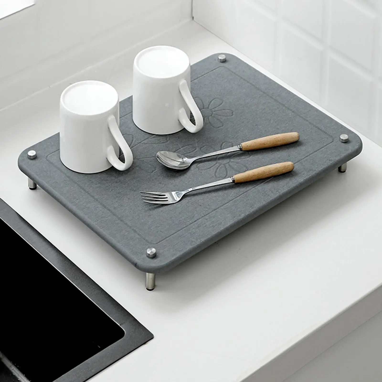 2x Stone Drying Mat Easy to Clean Sturdy Quick Dry with Non Slip Legs Protect Surface Diatomaceous Earth Dish Drainer Dish Rack 2x Stone Drying Mat Easy to Clean Sturdy Quick Dry with Non Slip Legs Protect Surface Diatomaceous Earth Dish Drainer Dish Rack