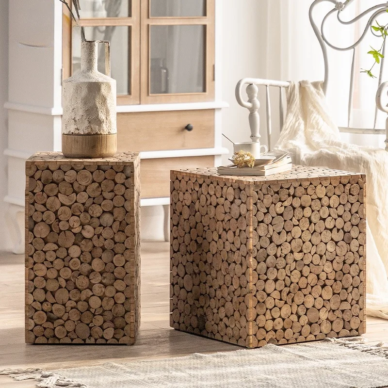 

Japanese Quiet Style Wood Table Small Square Table Living Room Side Table Creative Bedside Table Coffee Table for Living Room