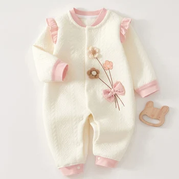 Baby Girl Romper Long Sleeve Cotton Autumn Winter Warm Newborn Clothes Princess First Birthday Baby Jumpsuit High Quality 1