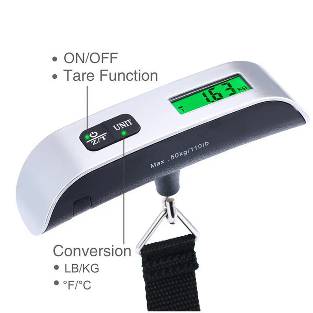 1Pc 50kg/110lb Digital LCD Electronic Luggage Scale Portable