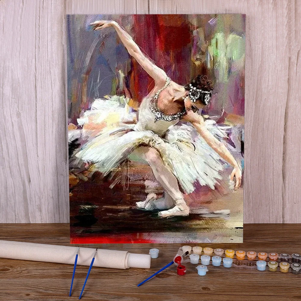 

Ballet Girl Picture Wall Art Painting Handicraft Acrylic Paint By Numbers For Living Room Home Decoration Retro Pintura