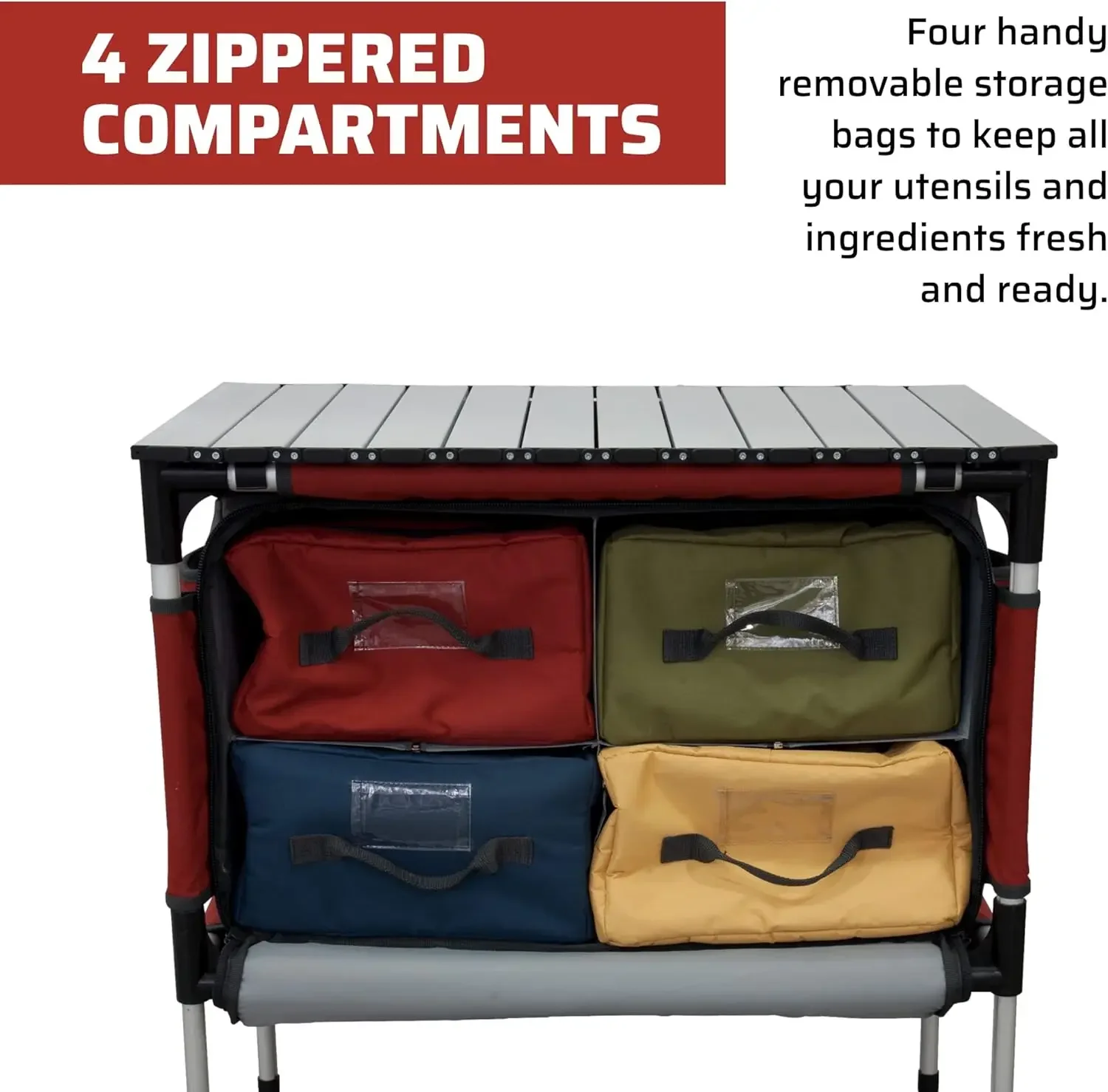 Sherpa Table Organizer Storage for Outdoor Cooking Camping Gear-Aluminum Table Top