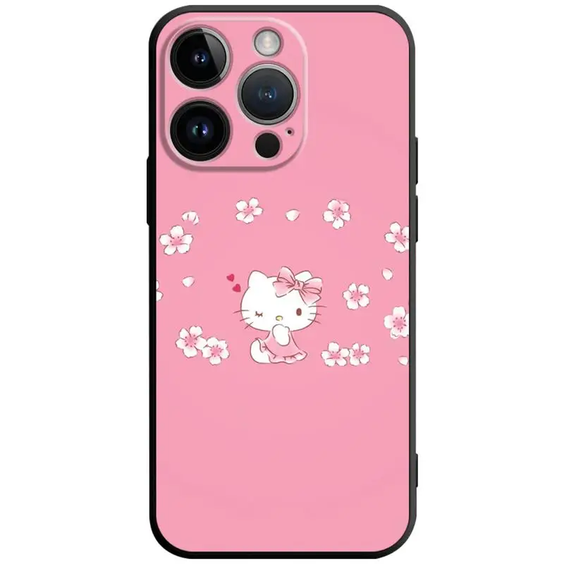 Funda de teléfono para iPhone 11, 14, 12, 13 Pro Max, 7, 8, XR, X, XS, 6, 6S Plus, MINI Capa de silicona, Hello Kitty, Color rosa, estilo