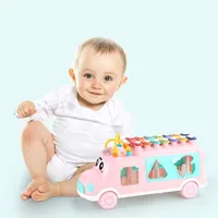 Children's Bus Piano Knocking Puzzle Early Education 0-3 Year Old Baby Music Enlightenment Multi functional Hand Knocking Toy 2