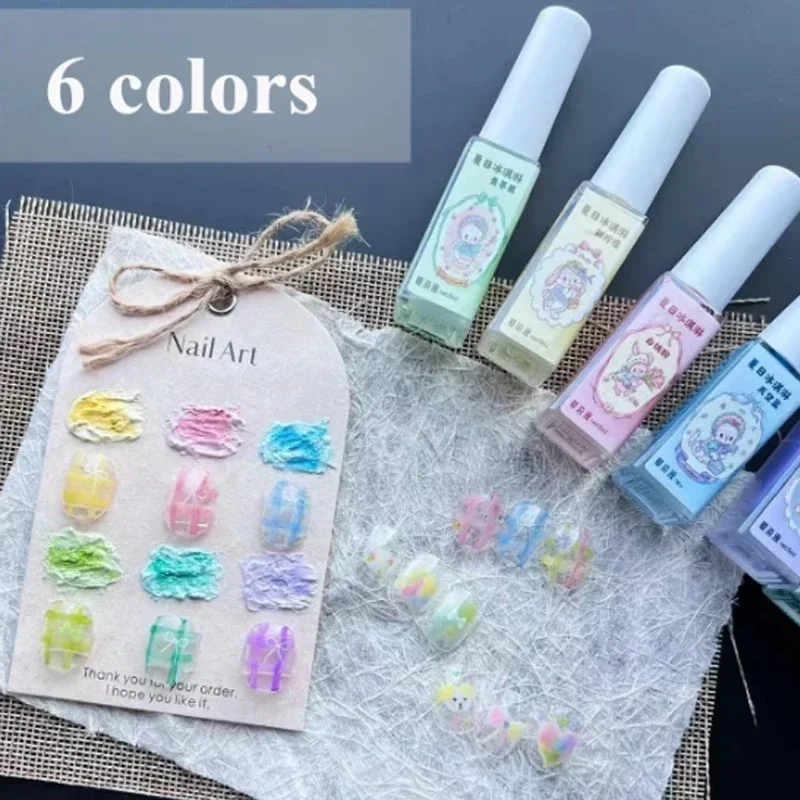 6ml 네일 아트 6 색 여름 아이스크림 네일 염료 솔루션 크리 에이 티브 네일 패턴 DIY 디자인 염료 솔루션 여성 네일 장식