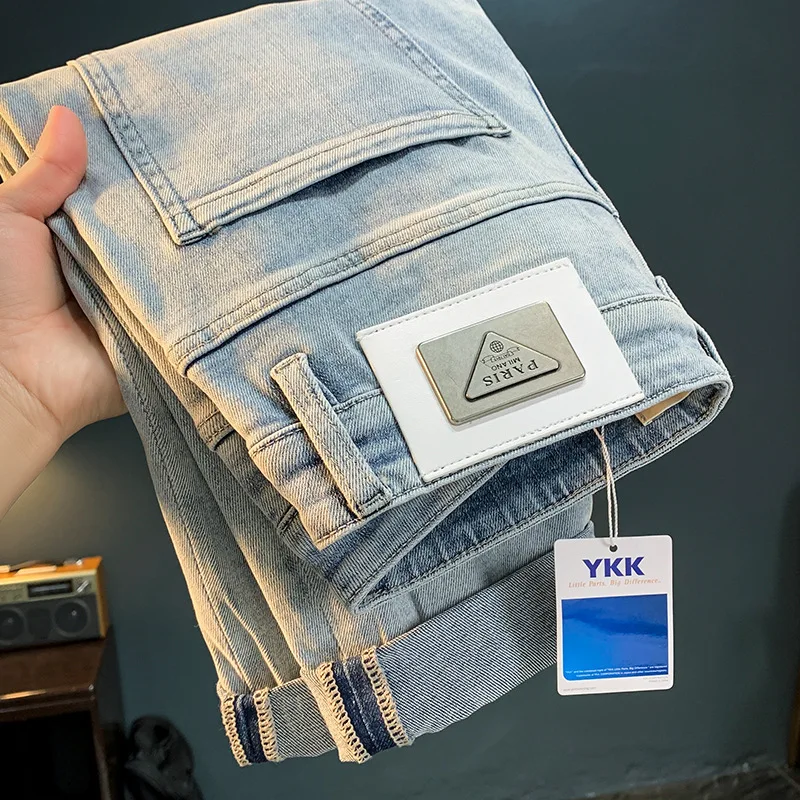 Spring/Summer Jeans Men'S Straight And Versatile Simple Breathable Water Washed Trendy High End Design Casual Pants
