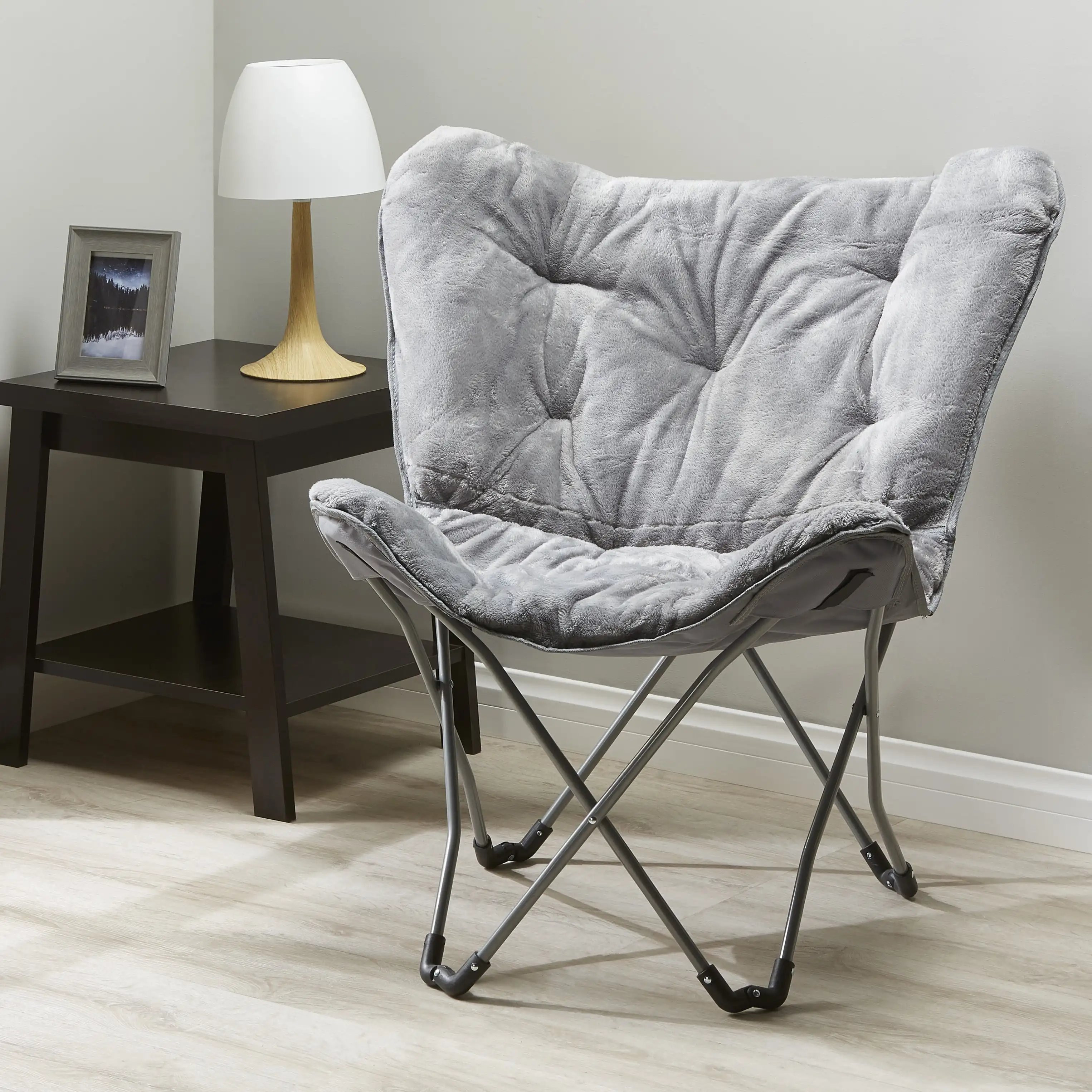 

Adults Faux Fur Butterfly Chair, Gray