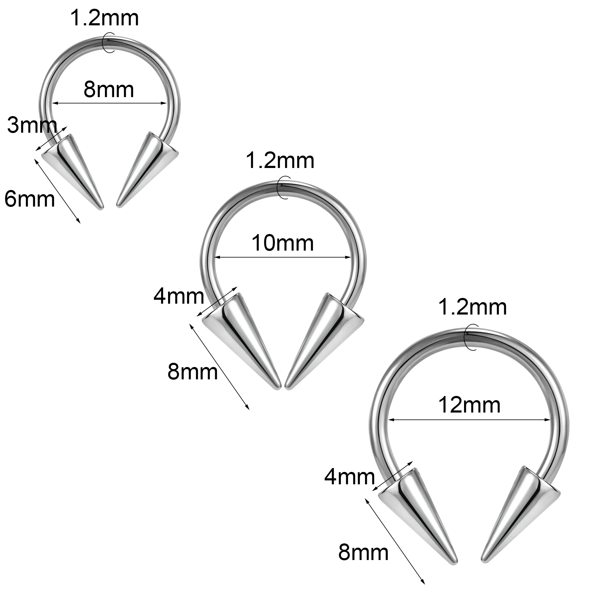 ZS 1PC 16G Lange Spike Nasenring Edelstahl Septum Piercings Kegel Monroe Labret Körper Piercing Schmuck Punk Schwarz Septum Ring – Detail 4