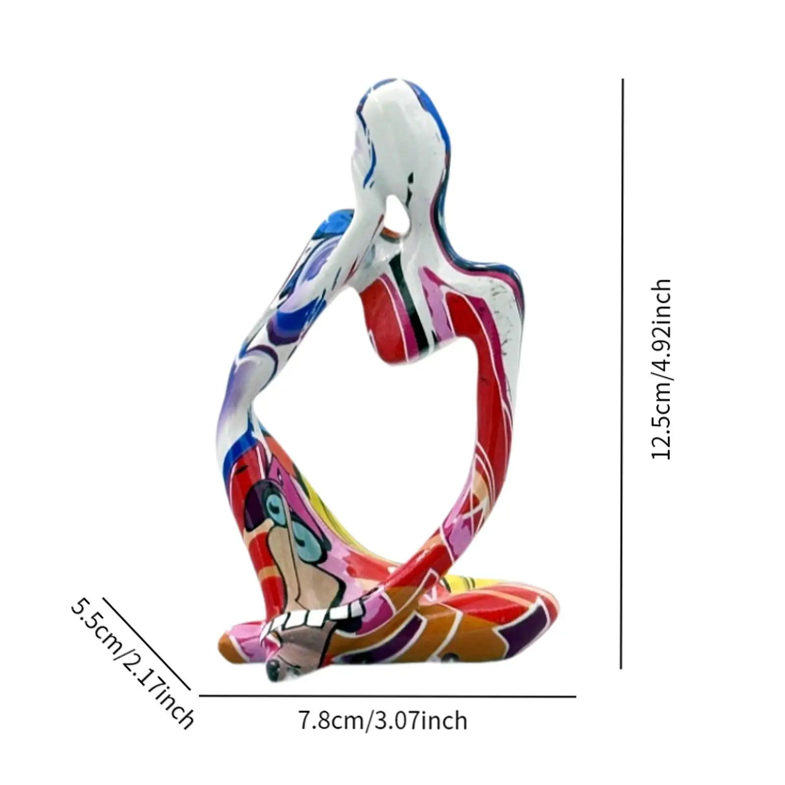 Thinker Resin Statue Figurine Table Centerpiece Desktop Decors Abstract Sculpture for Farmhouse Drawer Office Cabinet Bedroom