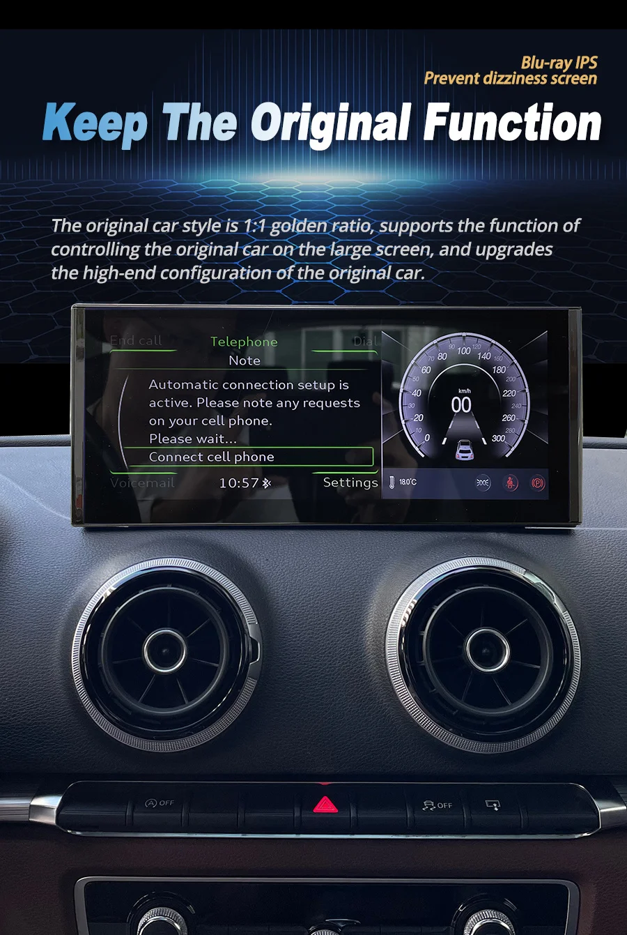 256GB Android 13 Screen Car Stereo For Audi Q5 2009-2016 WIFI 4G SIM Split Scree