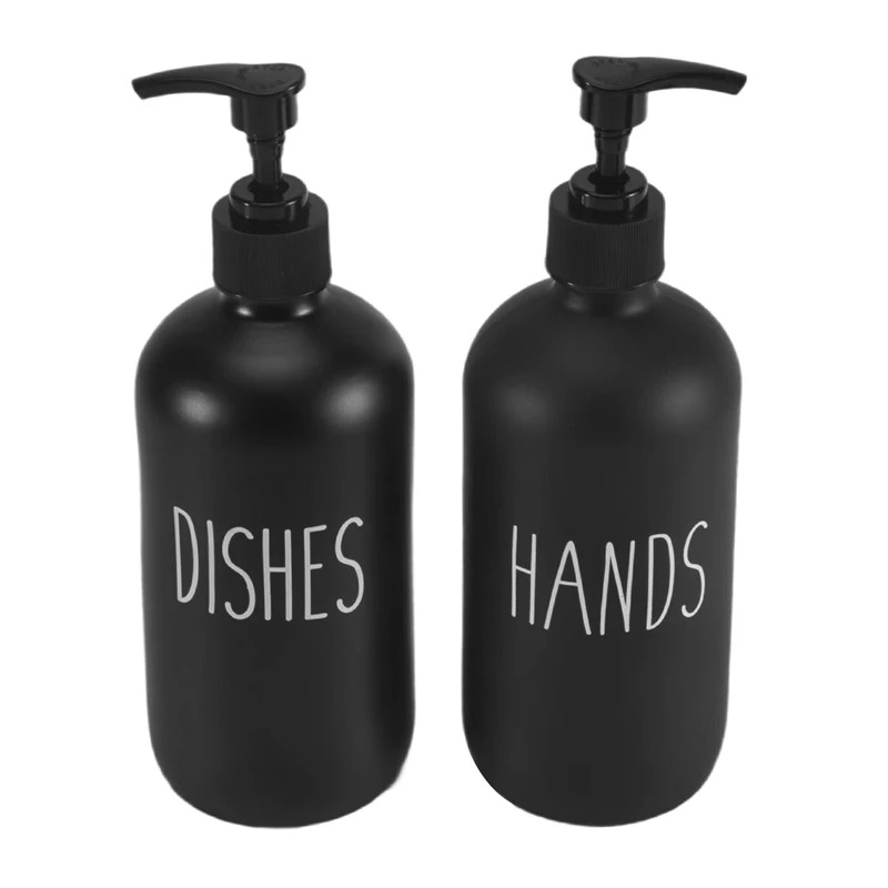 Soap Dispenser Set 2 Pack,Contains Dish Soap Dispenser And 16 Oz Glass Soap Dispenser With Pump