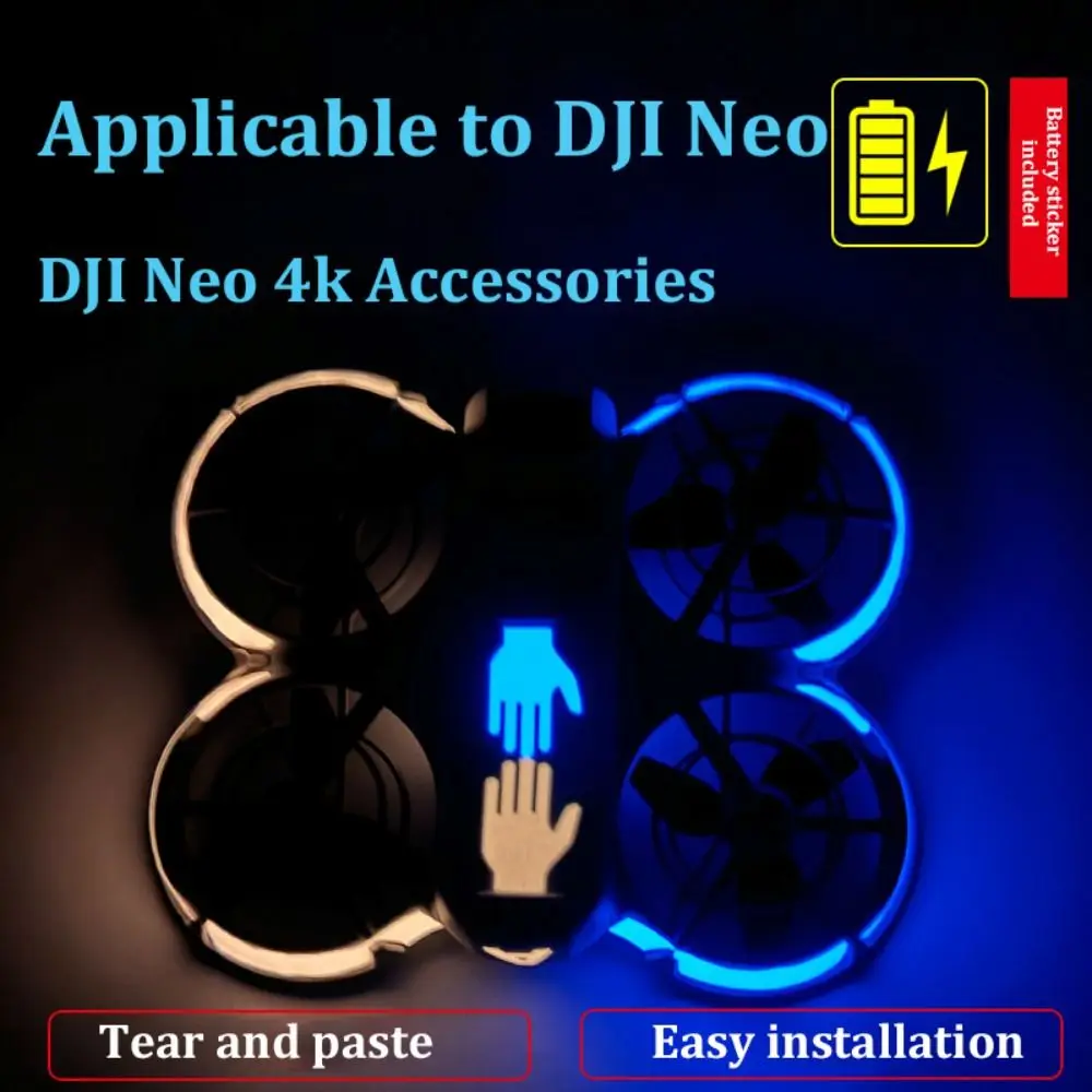 New PVC Sticker Cool Skin Night Flight Aerial Camera Accessories Increase Flight Safety Fluorescent Color Sticker for DJI Neo