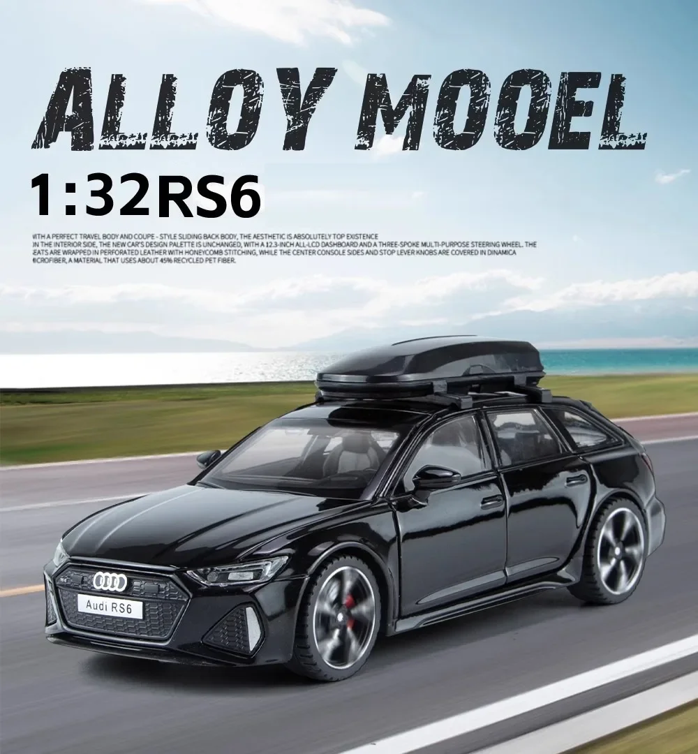 

1/32 Audi RS6 Toy Car Model with Sound Light Doors Opened Alloy Diecast Model Vehicle Collection Toy for Boy Adult Festival Gift