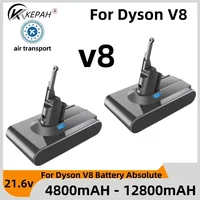 12800mAh/9800mAh 21.6V For Dyson V8 Battery Absolute V8 Animal Li-ion SV10 Vacuum Cleaner series Rechargeable batteries 1