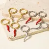 1Pair Stainless Steel korean Girl Red Chili Hot Pepper Fake Piercing Hoop Earrings Lucky Italian Horn Aros Boucle Mujer Jewelry 2