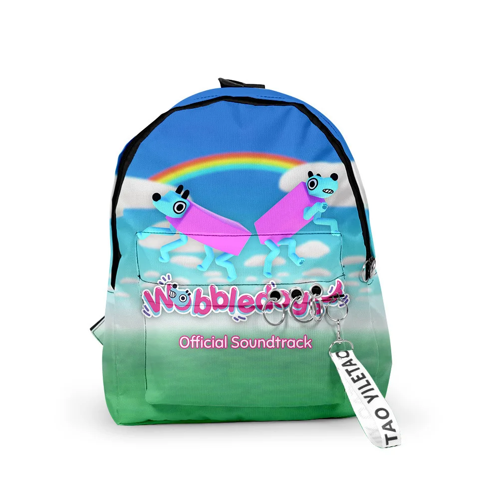 Popular Youthful Harajuku Wobbledogs School Bags Notebook Backpacks 3D Print Oxford Waterproof Key Chain Small Travel Bags