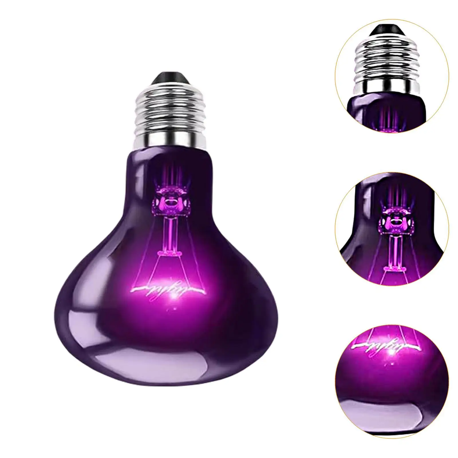 Reptile Night Light Bulb Simulated Moonlight Purple Heat Lamp for Amphibian