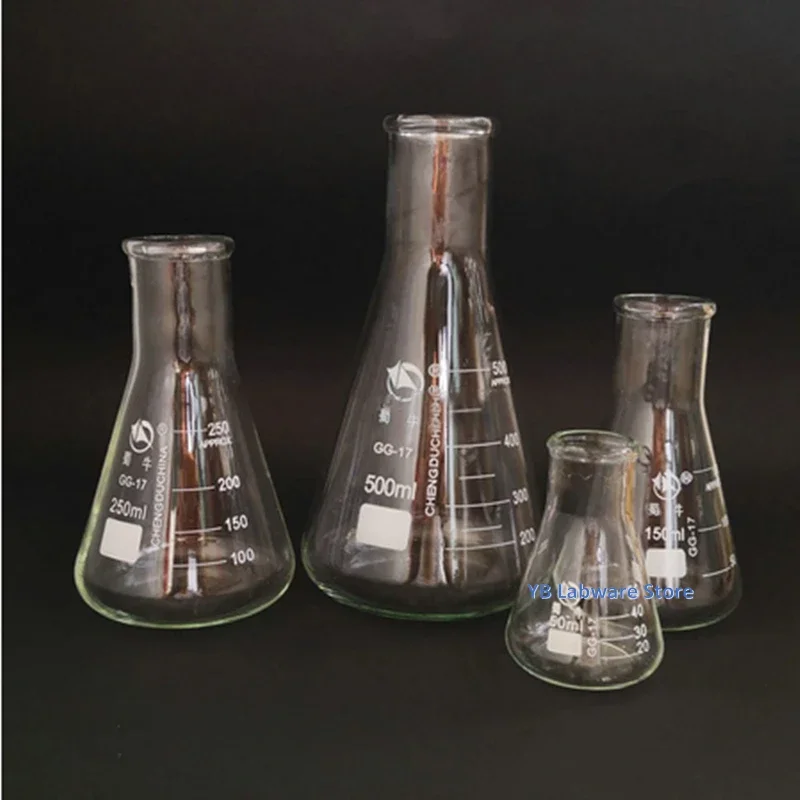 Borosilicate Glass Straight Wide Neck Conical Triangular Flask 50ml To 1000ml 1PC for Lab Chemical Equipment