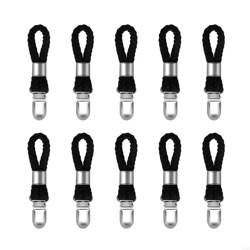 97QC 10Pcs Kitchen Towel Hook Holder Braided Cotton Rings Towel Metal Clip Hanging Clip for Home, Bathroom, Kitchen, Storage