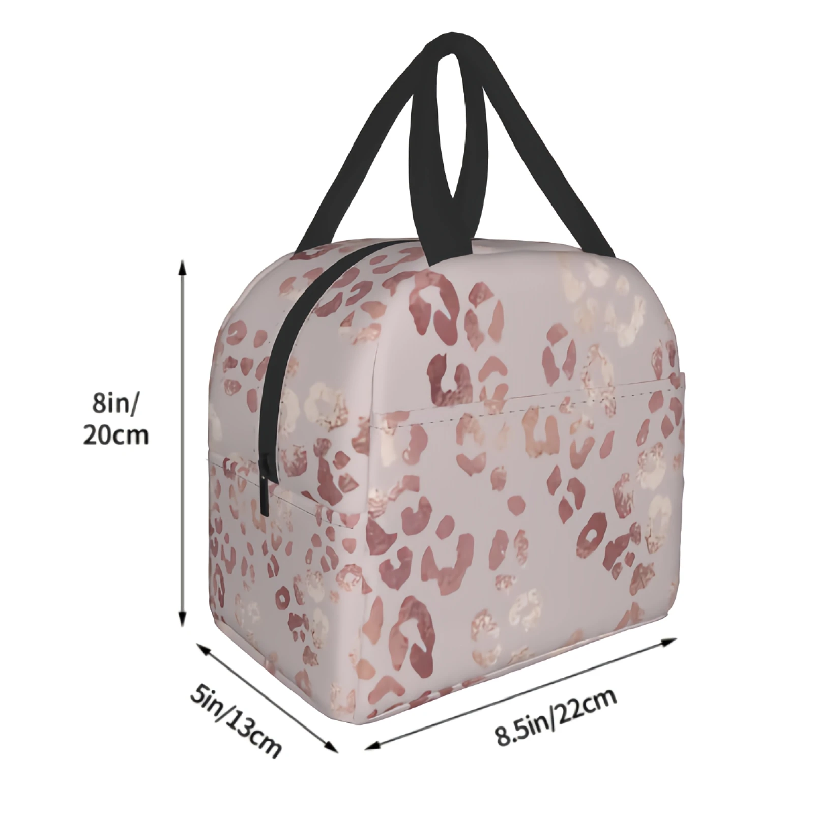 Leopard Print Lunch Bag Elegant Tote Bag Rose Gold Insulated Lunch for Women Men Teen Girls Boys