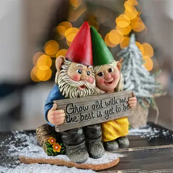 New Design Big Garden Gnome Dwarf Couple Resin Garden Statue Craft for Christmas Decor Desktop Statue Decoration
