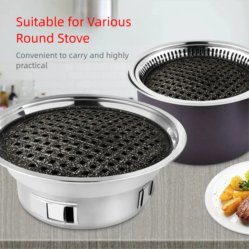Korean Meat Triple Plate Charcoal Barbecue Grill Circular Beehive Non-stick Coated Sten 295 330 Carbon Plate for BBQ Outdoor