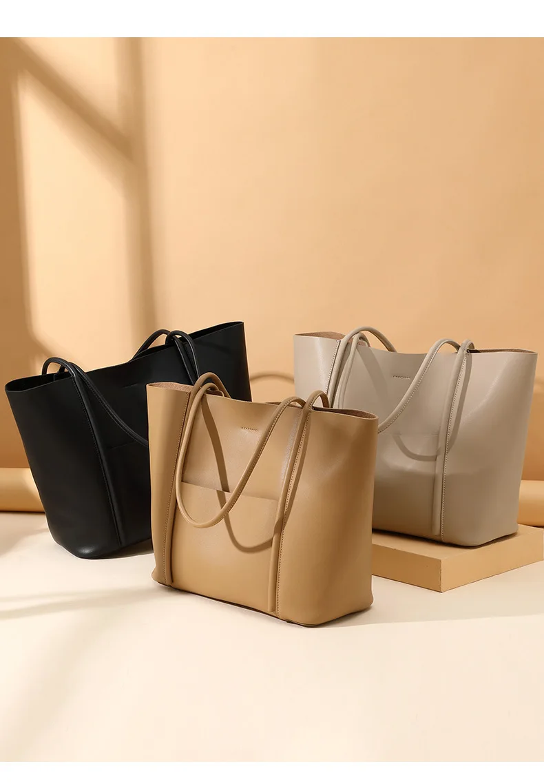 Fashion Solid Color Genuine Leather Shoulder Crossbody Bags For Women Cowhide Large Capacity Handbags Female Messenger Bag