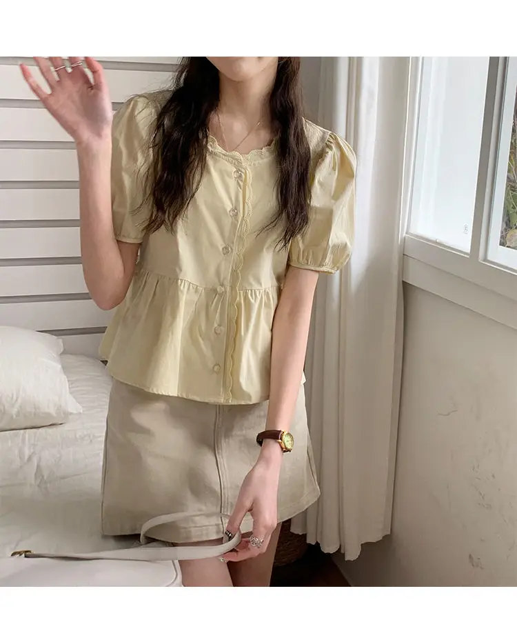 Women Elegant Sweet Preppy Summer Top worn casually