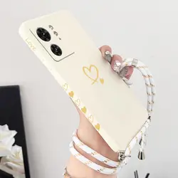 Two Hearts Lanyard Silicone Phone Case - Elegant Protective Cover for MOTO EDGE 40NEO (White)