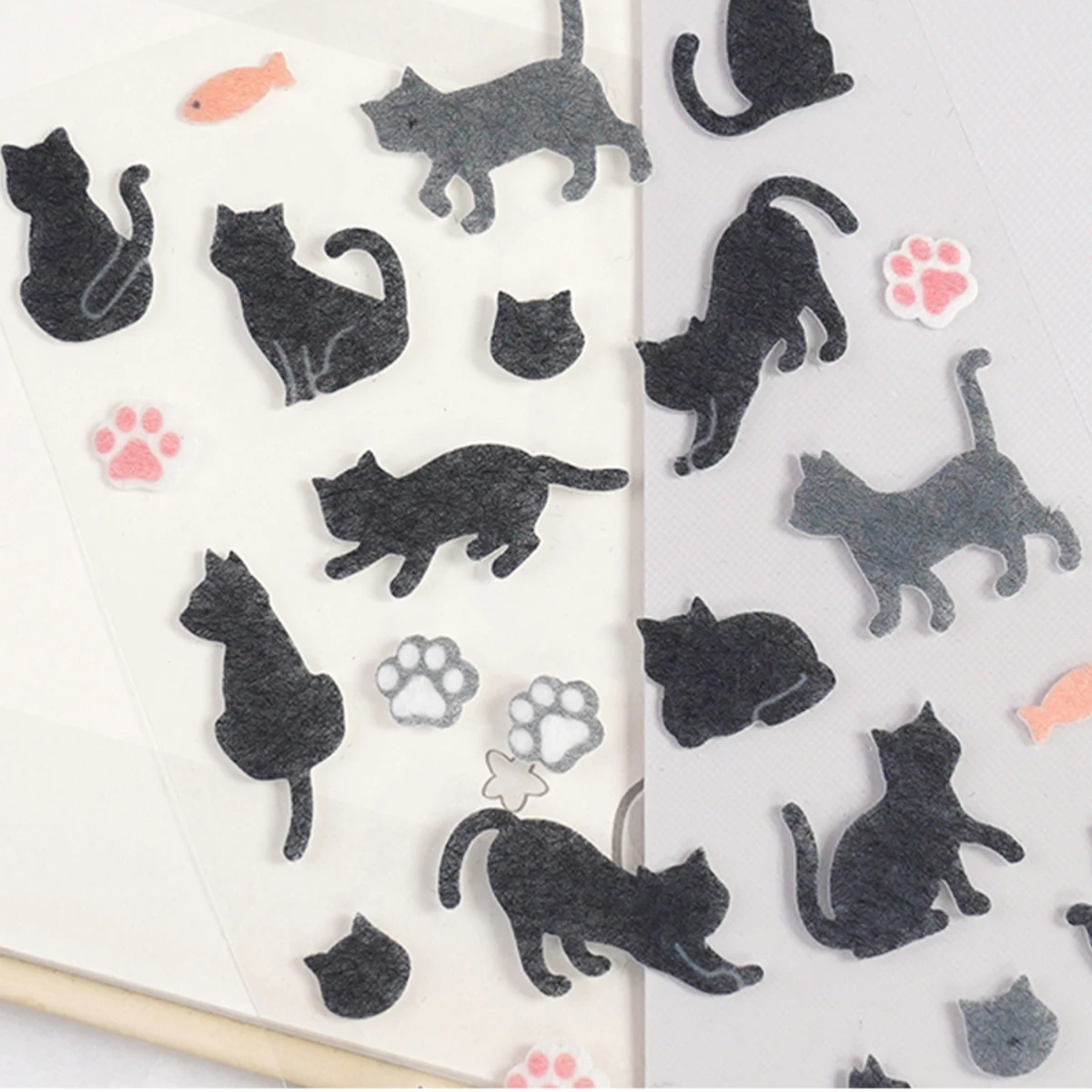귀여운 고양이 발 펠트 천 스티커, 스크랩북 DIY 문구 스티커, 귀여운 미술 용품 선물, 세트당 4 개
