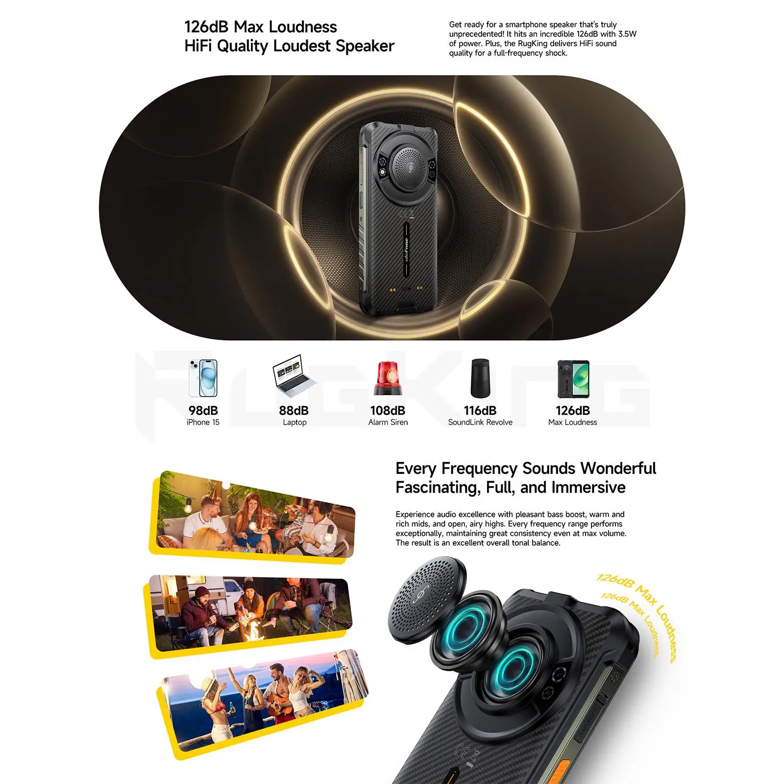 Ulefone RugKing Rugged Phone 8GB+256GB 5.99 inch Android 15 9600mAh 50MP Camera Unisoc T7255 NFC Global Version Smartphone