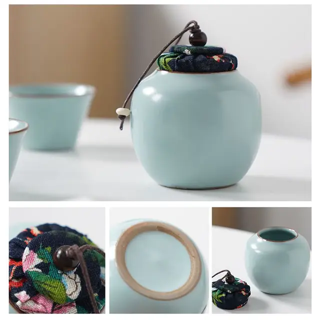 Traveling Tea Set Ceramics Teapot Teacup Celeste Ruyao Kung Fu Tea Gift Set Portable Covered Bowl Tea Infuser Festival Gift Set 4