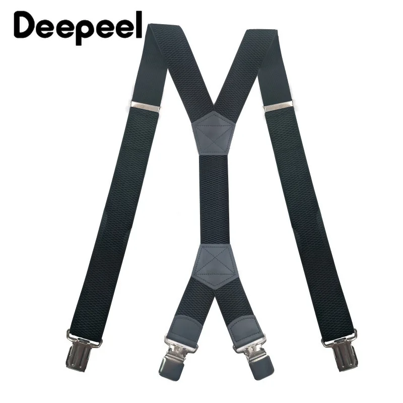 Deepeel1pc4125cmAdultMensSuspendersWideElasticStrap4Clip