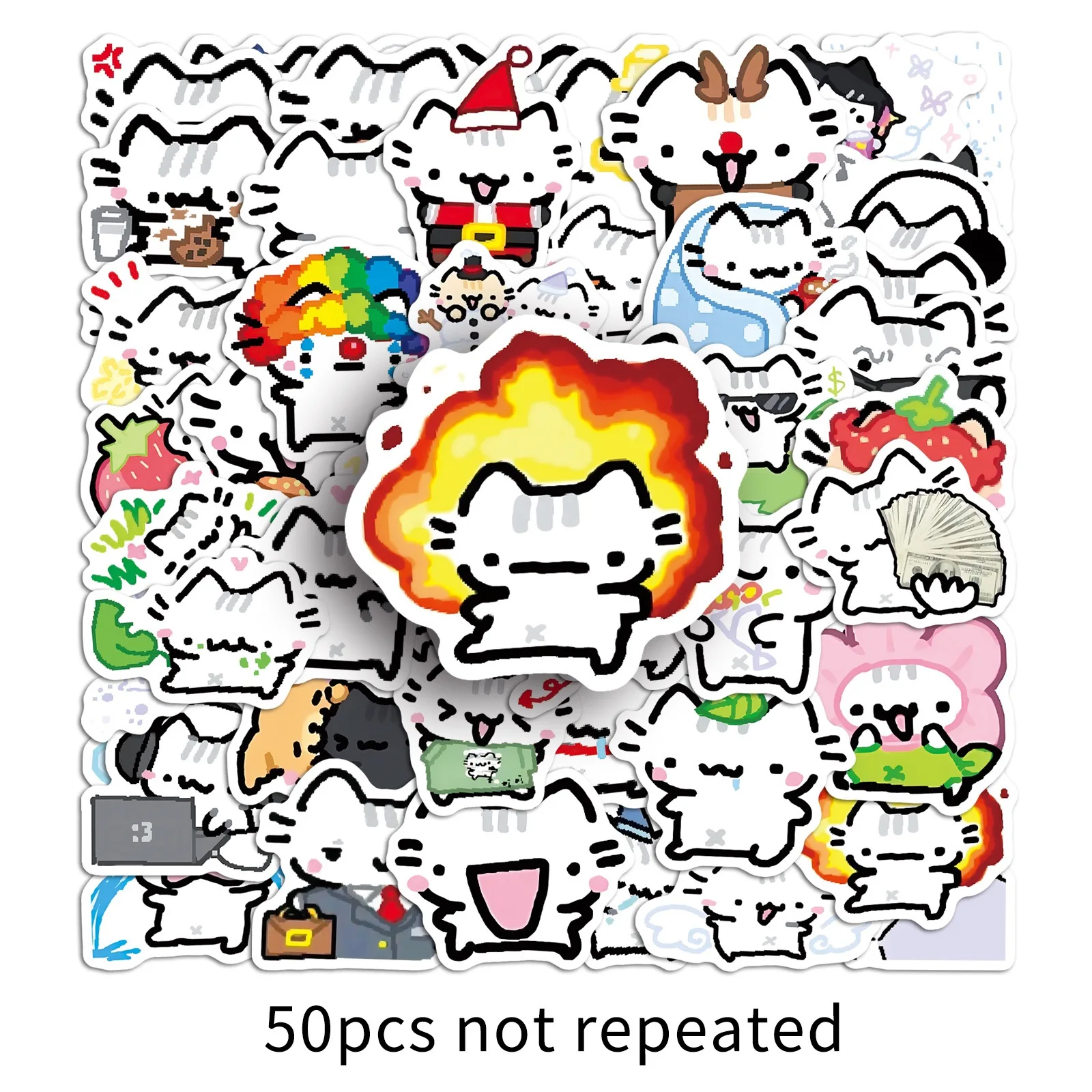 50pcs 귀여운 포키 고양이 스티커 카와이 동물 밈 그래피티 데칼 수하물 노트북 전화 기타 자동차 자전거 스케이트 보드 스티커