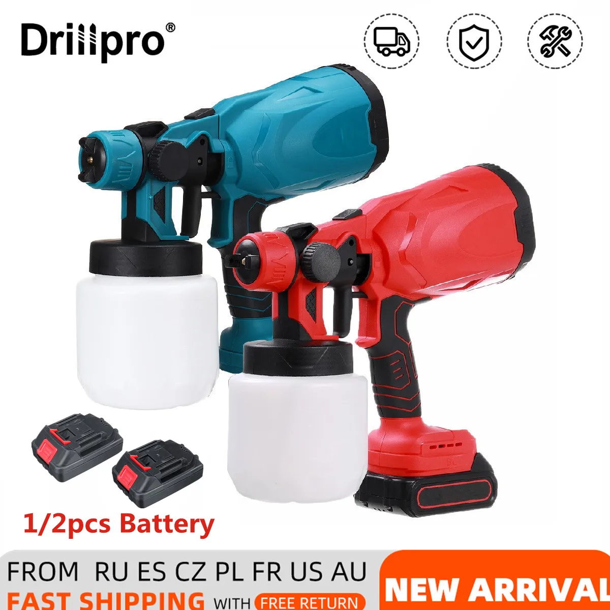Drillpro 800ML Cordless Electric Spray Gun W/ Lithium ion Battery